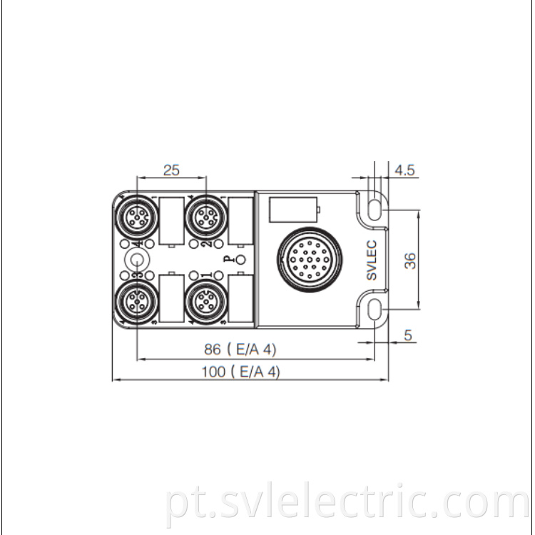 M12 distribution box 4 way size